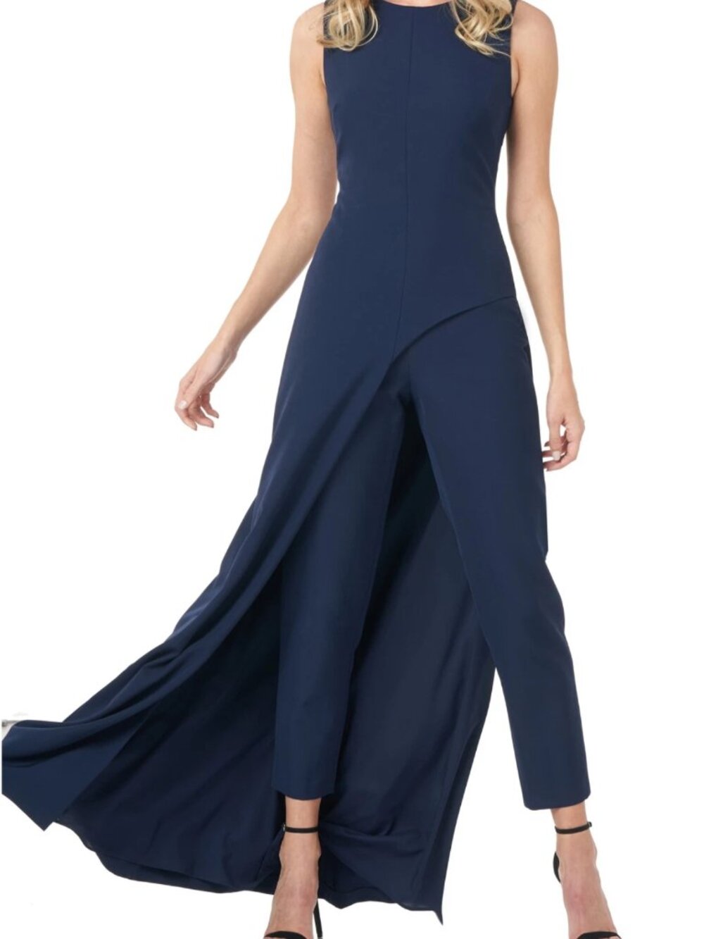 NWT Kay Unger Walk Thru Jumpsuit Size 4 Navy Blue Sleeveless Formal Cocktail